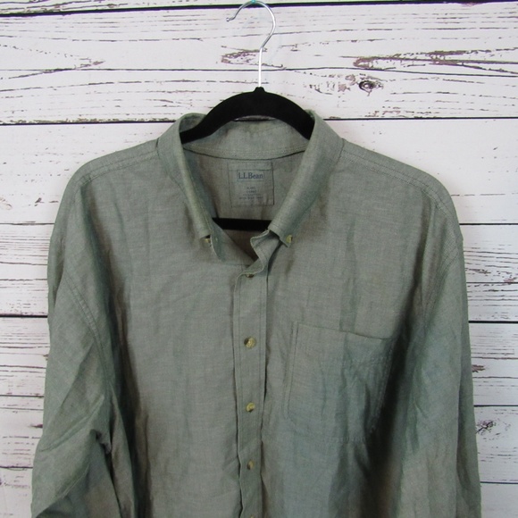 L.L. Bean men's green button down shirt - Picture 2 of 7